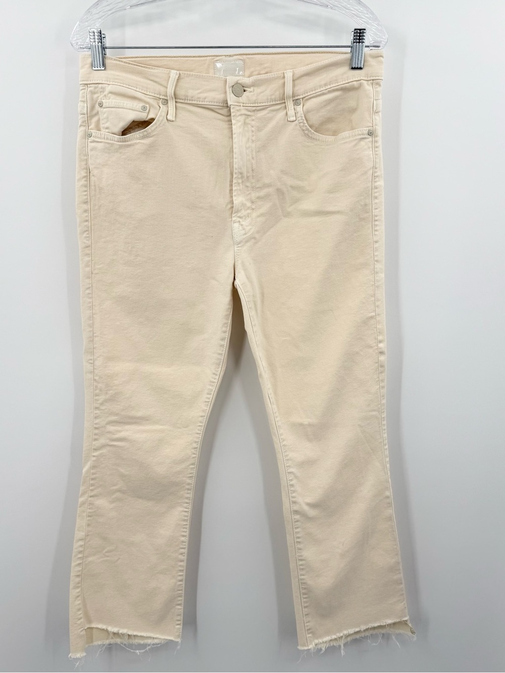 MOTHER Boot Cut Jeans in Cream